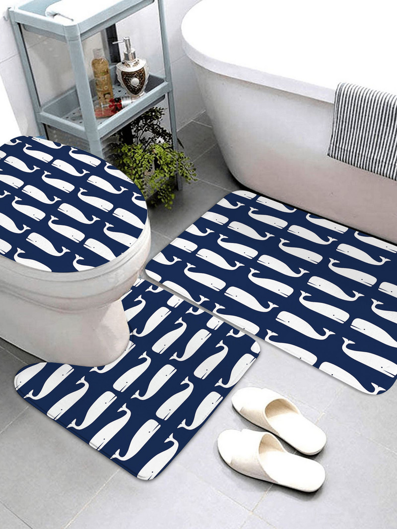 tumši zilas jūras sērijas vannas istabas paklāji un paklājiņi vannas istabas paklāji trīsdaļīgs vannasistabas izstrādājumu komplekts vannas istabas paklājus var pielāgot