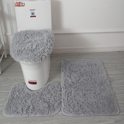 3 kom/set Jednobojni set prostirki za kupaonicu Fluffy Hairs Kupaonski tepisi Moderni pokrivač poklopca za WC školjku Komplet tepiha Pravokutnik 50*80 50*40 45*50 cm
