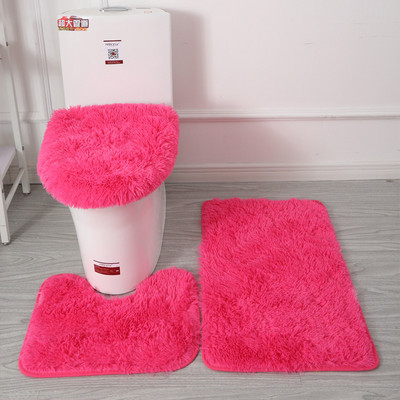 3 kom/set Jednobojni set prostirki za kupaonicu Fluffy Hairs Kupaonski tepisi Moderni pokrivač poklopca za WC školjku Komplet tepiha Pravokutnik 50*80 50*40 45*50 cm