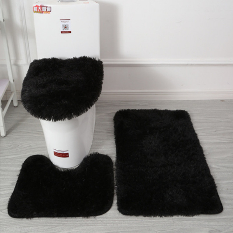 3 kom/set Jednobojni set prostirki za kupaonicu Fluffy Hairs Kupaonski tepisi Moderni pokrivač poklopca za WC školjku Komplet tepiha Pravokutnik 50*80 50*40 45*50 cm