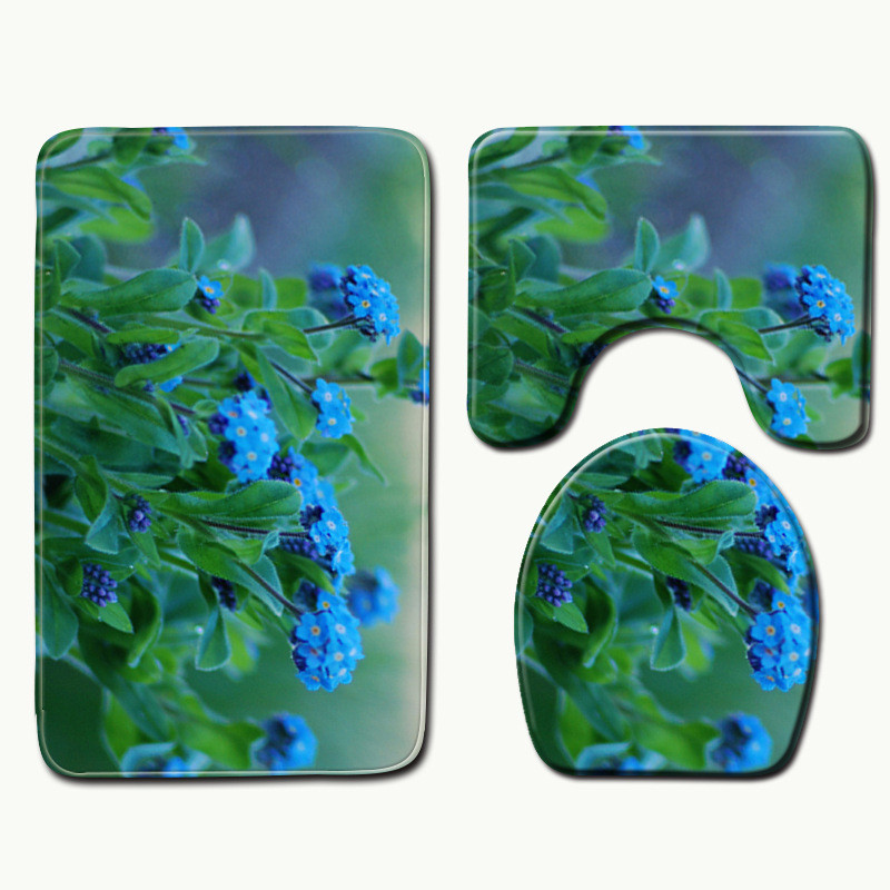 Zeegle Flowers Drukāts vannas istabas grīdas paklājs Mikrošķiedras paklājs, neslīdošs dušas paklājiņš, mazgājams vannas paklājiņš, ātri žūstošs tualetes paklājs