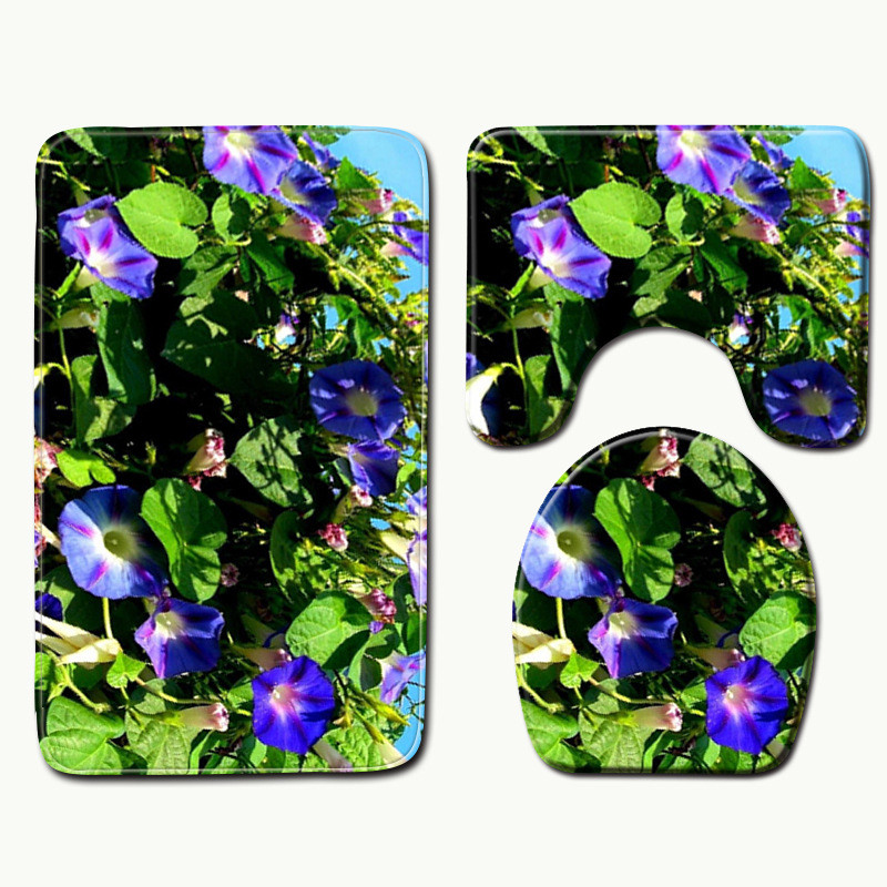 Zeegle Flowers Drukāts vannas istabas grīdas paklājs Mikrošķiedras paklājs, neslīdošs dušas paklājiņš, mazgājams vannas paklājiņš, ātri žūstošs tualetes paklājs