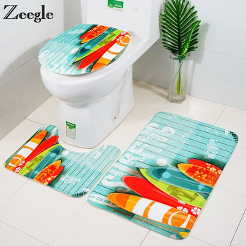 Zeegle постелки за подова подложка за баня Абсорбиращо покритие за капак на тоалетна Комплект килими за баня Неплъзгаща се подложка за баня Килим за баня Подложка за душ