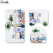 Crtani autobus WC Prostirka za kupaonicu Setovi tepiha Božićne podne prostirke Flanel protiv klizanja 3 komada Set prostirki za kupaonicu Upijajuća kupaonska prostirka