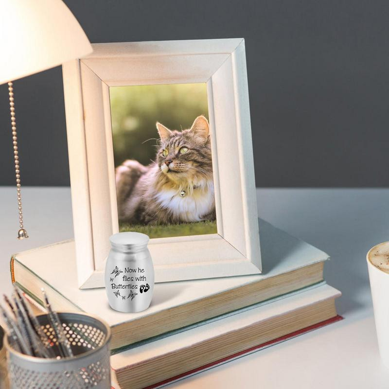 Mini urnas no nerūsējošā tērauda Maza urna mājdzīvnieku pelniem Piemiņas metāla piemiņas piemiņas urnas Kremācijas urnas suņiem un kaķiem Pelnu turētājs