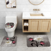 3Pcs/Set Cvjetne prostirke za kupaonicu Tepisi za kupaonicu u obliku slova U Set toaletnih prostirki za noge Upijajuće prostirke za kupaonicu