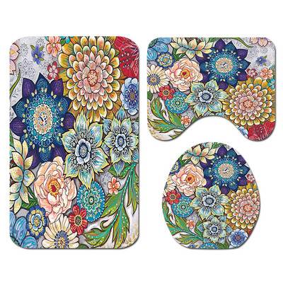 3Pcs/Set Cvjetne prostirke za kupaonicu Tepisi za kupaonicu u obliku slova U Set toaletnih prostirki za noge Upijajuće prostirke za kupaonicu