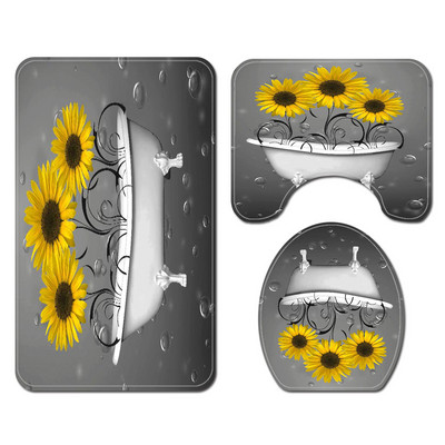 3Pcs/Set Cvjetne prostirke za kupaonicu Tepisi za kupaonicu u obliku slova U Set toaletnih prostirki za noge Upijajuće prostirke za kupaonicu