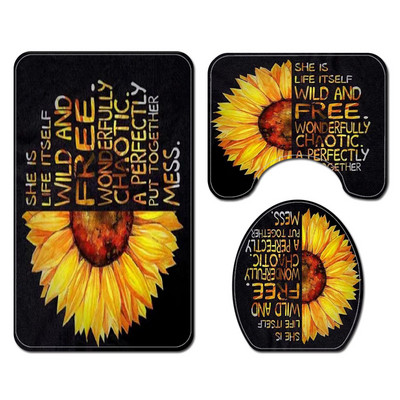 3Pcs/Set Cvjetne prostirke za kupaonicu Tepisi za kupaonicu u obliku slova U Set toaletnih prostirki za noge Upijajuće prostirke za kupaonicu