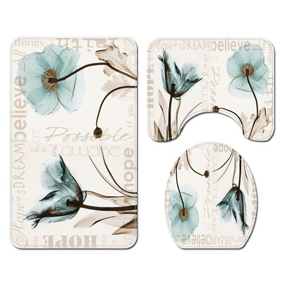 3Pcs/Set Cvjetne prostirke za kupaonicu Tepisi za kupaonicu u obliku slova U Set toaletnih prostirki za noge Upijajuće prostirke za kupaonicu