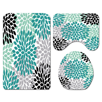 3Pcs/Set Cvjetne prostirke za kupaonicu Tepisi za kupaonicu u obliku slova U Set toaletnih prostirki za noge Upijajuće prostirke za kupaonicu