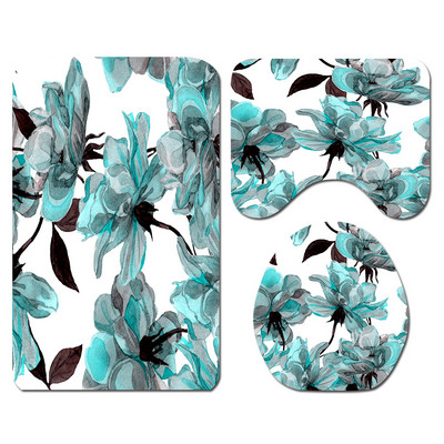 3Pcs/Set Cvjetne prostirke za kupaonicu Tepisi za kupaonicu u obliku slova U Set toaletnih prostirki za noge Upijajuće prostirke za kupaonicu