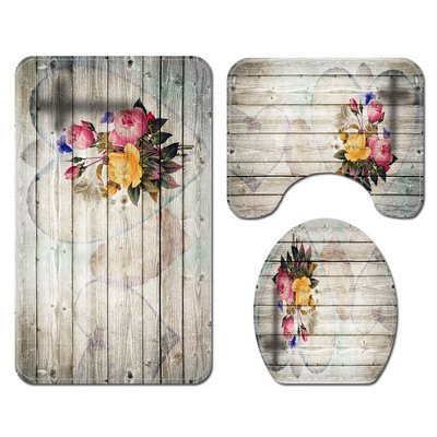 3Pcs/Set Cvjetne prostirke za kupaonicu Tepisi za kupaonicu u obliku slova U Set toaletnih prostirki za noge Upijajuće prostirke za kupaonicu