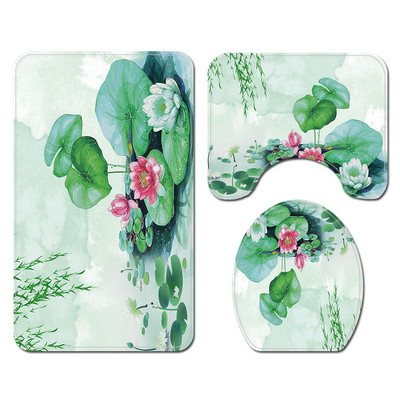 3Pcs/Set Cvjetne prostirke za kupaonicu Tepisi za kupaonicu u obliku slova U Set toaletnih prostirki za noge Upijajuće prostirke za kupaonicu