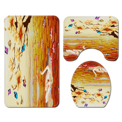 3Pcs/Set Cvjetne prostirke za kupaonicu Tepisi za kupaonicu u obliku slova U Set toaletnih prostirki za noge Upijajuće prostirke za kupaonicu