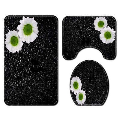 3Pcs/Set Cvjetne prostirke za kupaonicu Tepisi za kupaonicu u obliku slova U Set toaletnih prostirki za noge Upijajuće prostirke za kupaonicu