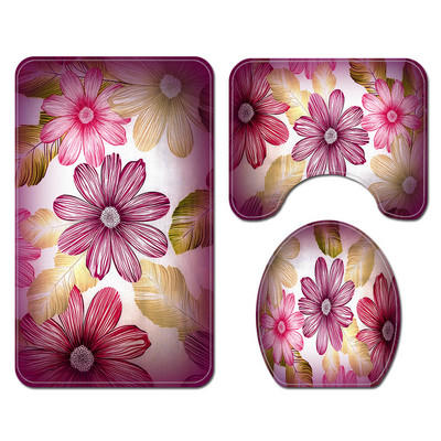 3Pcs/Set Cvjetne prostirke za kupaonicu Tepisi za kupaonicu u obliku slova U Set toaletnih prostirki za noge Upijajuće prostirke za kupaonicu