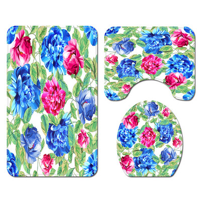 3Pcs/Set Cvjetne prostirke za kupaonicu Tepisi za kupaonicu u obliku slova U Set toaletnih prostirki za noge Upijajuće prostirke za kupaonicu