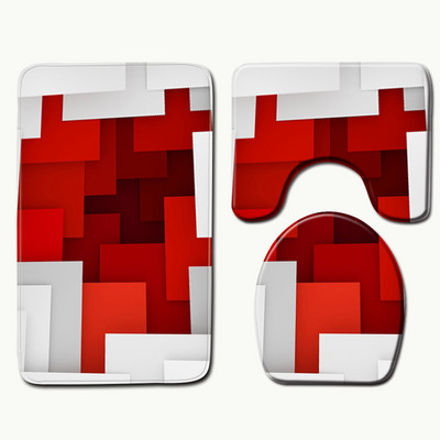 Zeegle 3D geometrijski uzorak Podloga za tuširanje Periva podloga za kupaonicu Podloga od mikrovlakana Podloga od memorijske pjene Toalet Tepih Poklopac poklopca WC-a Tepisi