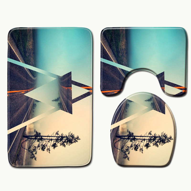 Zeegle 3D geometrijski uzorak Podloga za tuširanje Periva podloga za kupaonicu Podloga od mikrovlakana Podloga od memorijske pjene Toalet Tepih Poklopac poklopca WC-a Tepisi