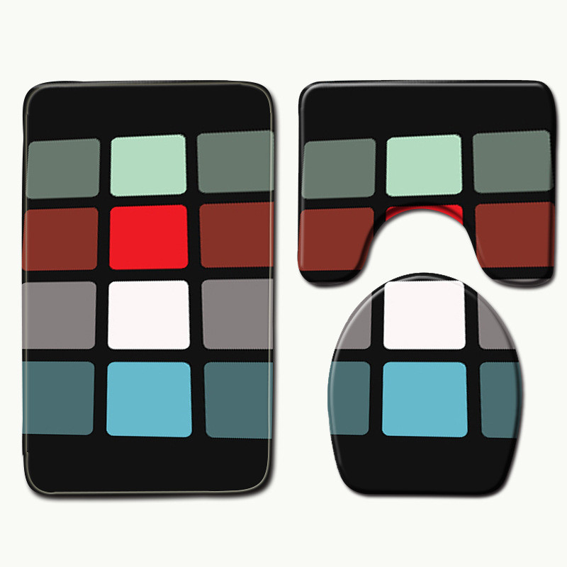 Zeegle 3D geometrijski uzorak Podloga za tuširanje Periva podloga za kupaonicu Podloga od mikrovlakana Podloga od memorijske pjene Toalet Tepih Poklopac poklopca WC-a Tepisi