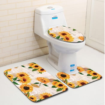 Zeegle Creative 3 бр. Комплект постелки за баня Миещо се тоалетно килимче Покривало на капака на тоалетната Противоплъзгащи се постелки Подложки Аксесоари за баня