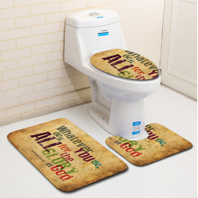 Zeegle Creative 3gab vannas istabas paklājiņa komplekts mazgājams tualetes paklājs tualetes vāka pārsegs pretslīdes grīdas paklājiņi paliktņi vannas istabas piederumi