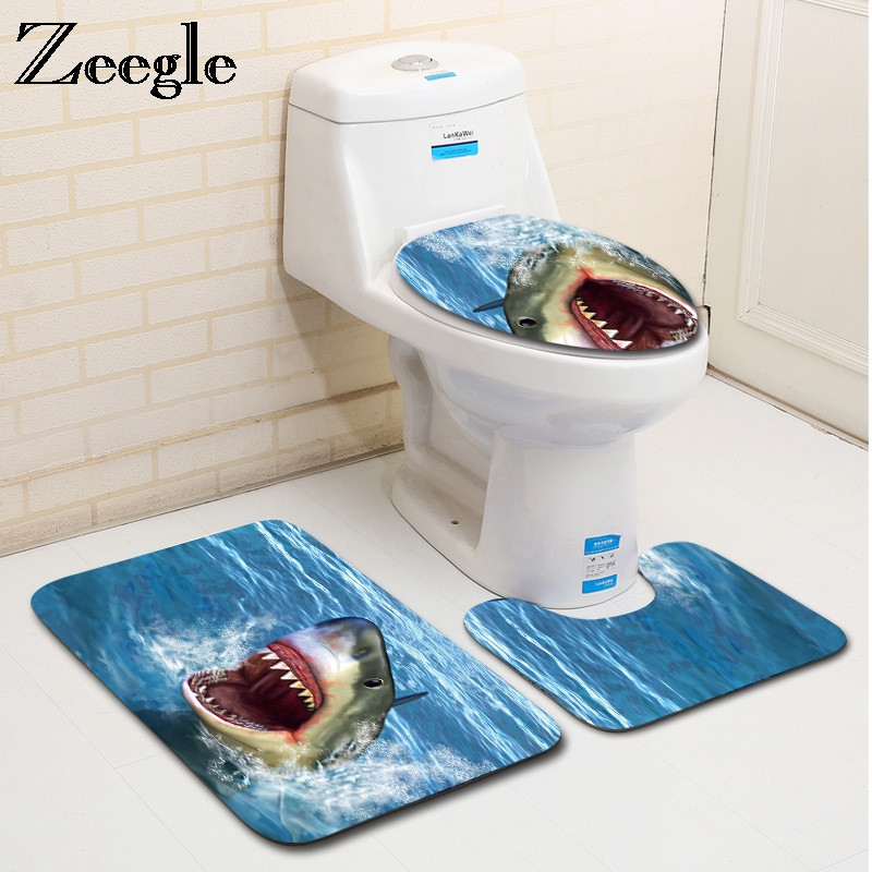 Zeegle Creative 3kom set kupaonskih prostirki za kupaonicu Periva toaletna prostirka Poklopac za WC školjku Protuklizne podne prostirke Podloge Kupaonski pribor