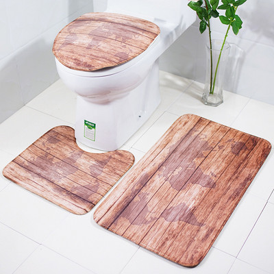 Zeegle 3gab./komplekts Vannas istabas paklājiņu komplekts Koraļļu vilnas pjedestāla paklājs Tualetes vāks Pārvalks Paklājiņi Absorbējoši Vannas istabas Paklāju Komplekti Grīdas Paklājiņi