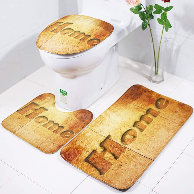 Zeegle 3gab./komplekts Vannas istabas paklājiņu komplekts Koraļļu vilnas pjedestāla paklājs Tualetes vāks Pārvalks Paklājiņi Absorbējoši Vannas istabas Paklāju Komplekti Grīdas Paklājiņi