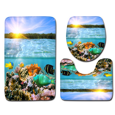 Zeegle 3kom/set prostirki za WC Otirač za kupaonicu Tepih za kupaonicu Upijajuće prostirke za kupaonicu Podna prostirka za tuš kabinu Kupaonski WC tepih Otirači za noge