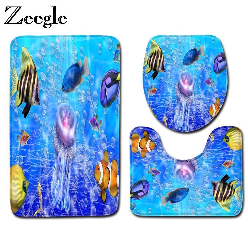 Zeegle 3kom/set prostirki za WC Otirač za kupaonicu Tepih za kupaonicu Upijajuće prostirke za kupaonicu Podna prostirka za tuš kabinu Kupaonski WC tepih Otirači za noge