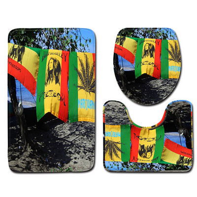 Rožu ziedu apdrukas vannas paklājs tualetes paklājam vannas istabā Mājas apdares paklājs tualetes sēdekļa spilvens Mikrošķiedras kāju paklāja komplekts