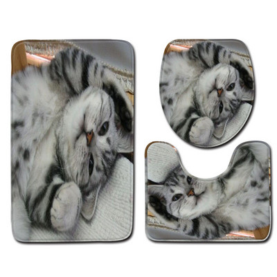 Rožu ziedu apdrukas vannas paklājs tualetes paklājam vannas istabā Mājas apdares paklājs tualetes sēdekļa spilvens Mikrošķiedras kāju paklāja komplekts