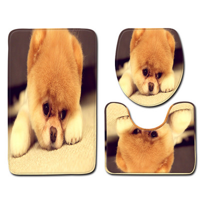 Rožu ziedu apdrukas vannas paklājs tualetes paklājam vannas istabā Mājas apdares paklājs tualetes sēdekļa spilvens Mikrošķiedras kāju paklāja komplekts