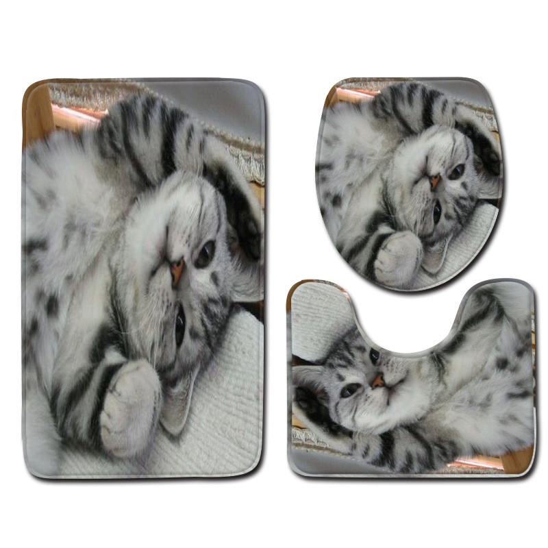 Rožu ziedu apdrukas vannas paklājs tualetes paklājam vannas istabā Mājas apdares paklājs tualetes sēdekļa spilvens Mikrošķiedras kāju paklāja komplekts