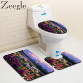 Cvjetni set prostirki za kupaonicu WC prostirka Neklizajuća kupaonica Tepih Postolje Tepih WC prostirka Poklopac Tepih Upijajuća prostirka za tuš