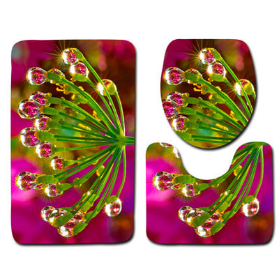 Cvjetni set prostirki za kupaonicu WC prostirka Neklizajuća kupaonica Tepih Postolje Tepih WC prostirka Poklopac Tepih Upijajuća prostirka za tuš