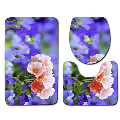 Cvjetni set prostirki za kupaonicu WC prostirka Neklizajuća kupaonica Tepih Postolje Tepih WC prostirka Poklopac Tepih Upijajuća prostirka za tuš