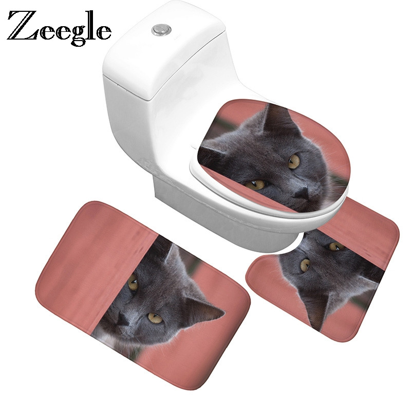 Zeegle 3Pcs Tepih za kupaonske podne prostirke Neklizajuća kupaonska prostirka Kupaonske prostirke Upijajuće toaletne prostirke za kupaonicu Tepih za tuširanje Kupaonske prostirke