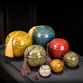 Mājdzīvnieku urnas krāsa keramikas tvertnes piemiņas zīmoga pods Liels piemiņas zārks Porcelāna burka Cilvēka pelnu uzglabāšana Piemiņas apbedīšanas turētājs