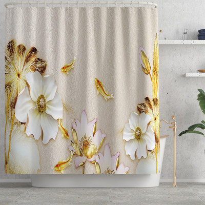 Tradicionalni stil Cvjetne prostirke za kupanje i set zavjesa za tuširanje Flanelski jastuk za WC sjedalo Set kupaonskih prostirki Upijajuća prostirka za tuširanje