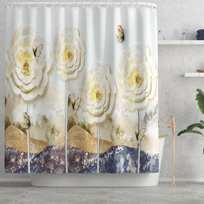 Tradicionalni stil Cvjetne prostirke za kupanje i set zavjesa za tuširanje Flanelski jastuk za WC sjedalo Set kupaonskih prostirki Upijajuća prostirka za tuširanje