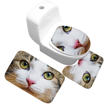 Zeegle Microfiber Cat εμπριμέ Χαλάκι μπάνιου Τουαλέτα Μοκέτα Ντους Δωμάτιο Αντιολισθητικό φανελένιο Πατάκια δαπέδου Χαλί μπάνιου βάθρο