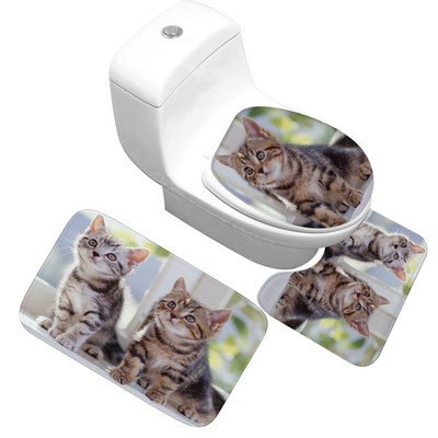 Zeegle mikrovlakana Mačka otisnuta kupaonska prostirka za kupaonicu WC tepih Tuš soba Neklizajuće flanelske podne prostirke Kupaonski tepih s postoljem