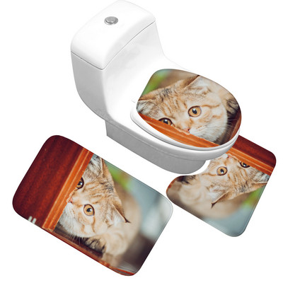 Zeegle mikrovlakana Mačka otisnuta kupaonska prostirka za kupaonicu WC tepih Tuš soba Neklizajuće flanelske podne prostirke Kupaonski tepih s postoljem