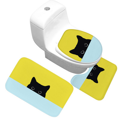 Zeegle mikrovlakana Mačka otisnuta kupaonska prostirka za kupaonicu WC tepih Tuš soba Neklizajuće flanelske podne prostirke Kupaonski tepih s postoljem