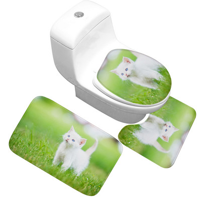 Zeegle mikrovlakana Mačka otisnuta kupaonska prostirka za kupaonicu WC tepih Tuš soba Neklizajuće flanelske podne prostirke Kupaonski tepih s postoljem