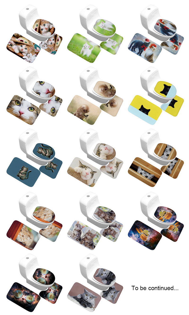 Zeegle mikrovlakana Mačka otisnuta kupaonska prostirka za kupaonicu WC tepih Tuš soba Neklizajuće flanelske podne prostirke Kupaonski tepih s postoljem