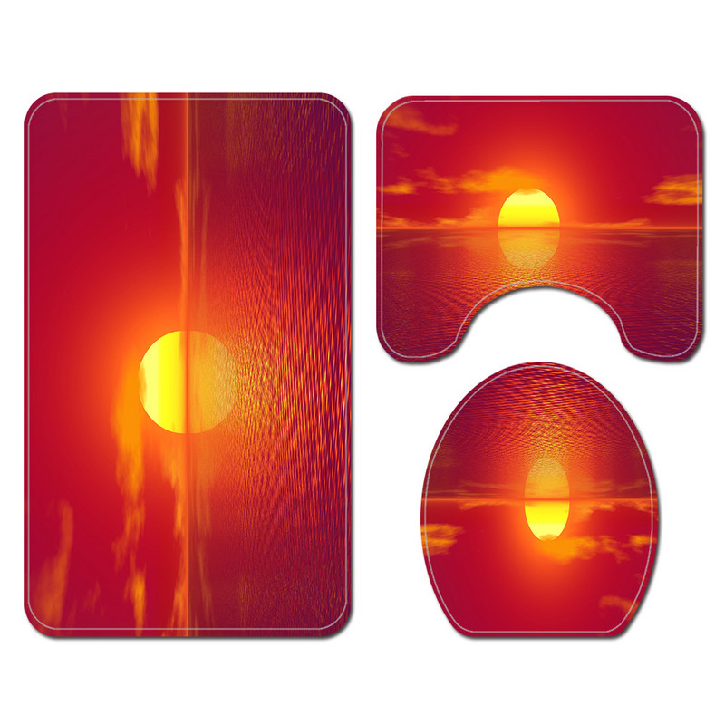 Prostirka za kupaonicu i set zavjesa za tuširanje u crvenoj boji Tepisi za kupaonicu Upijajuće prostirke za WC školjku u obliku slova U Tepisi za kupaonicu